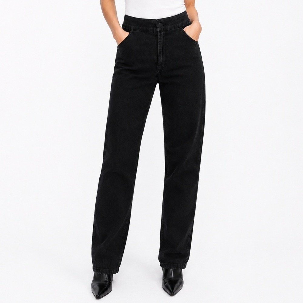 Katharine Hamnett Denim Black Straight Leg Pants Made in Italy Size 30 Womens - Picture 2 of 9